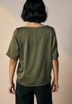 Блуза Next SHORT SLEEVE CRINKLE COWL NECK, Khaki Green/Green - фото 4