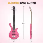 Электрическая бас-гитара для детей Glarry GW101 36 дюймов, розовая - фото 5