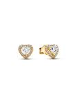 Серьги Pandora Sparkling Elevated Heart Stud Earrings, золото - фото