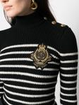 Balmain полосатый джемпер с нашивкой-логотипом, белый - фото 5
