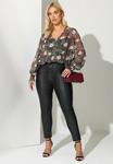 Блуза Yours Clothing FLORAL SHIRRED CUFF, Black - фото 5