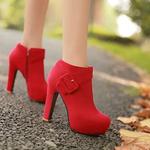 Ботинки Suede Inner Platform Buckle high Heel Barefoot Boots Yundiannao, Red - фото 2