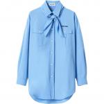 Рубашка с пуговицами из поплина MIU MIU, синий - фото