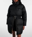 Куртка пуховая с поясом из Re-Nylon Prada, Nero - фото 5