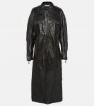 Кожаное пальто со вставками Acne Studios, черный - фото