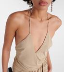 Платье-халат с драпировкой и оборками Alexandre Vauthier, песочный - фото 4