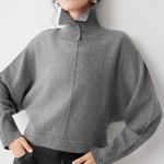 ELLE Свитер Women's Medium Gray Lapel Moderate Others - фото 7