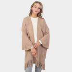 Ацтекский пончо с бахромой TRUEDAMES, Taupe - фото