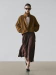Плиссированная миди-юбка-шорты Massimo Dutti, brown - фото 3