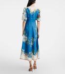 Льняное миди-платье Luda с цветочным принтом Alémais, Blue - фото 3