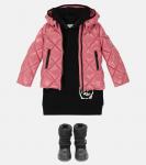Платье с капюшоном и принтом Moncler Enfant, черный - фото 2