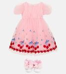 Платье из тюля с вышивкой Monnalisa, розовый - фото 2