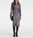 драпированное атласное платье-рубашка Toteme, Graphite - фото 2