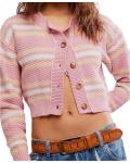 Свитер Free People Lila Stripe Cardi, цвет Pink Combo - фото 4