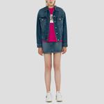 Джинсовая мини-юбка с принтом логотипа MSGM, синий - фото 7