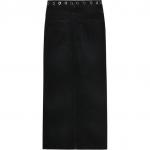 Юбка миди с прорезью спереди и люверсами MSGM, черный - фото 4