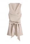 Комбинезон OYSHO SHORT LINEN KNOTTED, Stone - фото 8