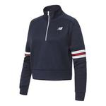 Свитер stripe zipper sports pullover hoodie navy blue New Balance, синий - фото