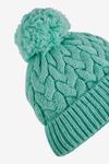 Толстая шапка косой вязки для девочки с помпоном Jojo Maman Bébé, зеленый - фото 2