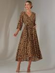 Леопардовый принт платье-миди фасона флер Jolie Moi, Brown Leopard - фото
