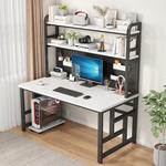 Компьютерный стол с полками Xinmeikai, домашний письменный стол для спальни, компактный ученический стол для небольших квартир и съемного жилья, черная рама + темный орех [с сетчатой спинкой], 100х60х170 см - фото 7