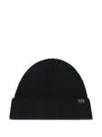 Шапка бини с нашивкой-логотипом Boss, черный - фото
