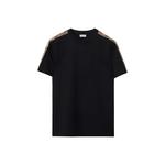 Футболка Cotton с клетчатым кантом Burberry, черный - фото