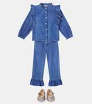 Джинсы прямые с рюшами Amara Molo, Blue Vintage - фото 2