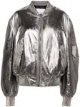 Бомбер Anja с эффектом металлик The Attico, серебяный - фото