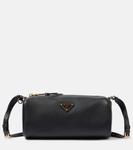 Мини лого кожаная сумка через плечо Prada, черный - фото