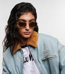 Овальные солнцезащитные очки Logo Miu Miu, Gold/Green - фото 3