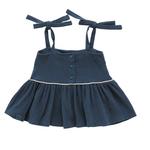 Топ с баской Omamimini, темно-синий - фото