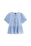 Блуза CHECKED TIE FRONT PEPLUM New Look Curves, синий - фото 4