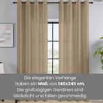 Штора wometo Metall-Ösen blickdicht, 140x245 см, бежевый - фото 2