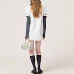 Хлопковое джерси платье MIU MIU, белый - фото 4