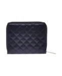 Кошелек на молнии из черной стеганой кожи с монограммой Baldinini, синий - фото 3