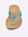 Шлепанцы Dianette с блестками, бирюзовый - фото 3