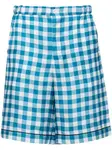 Шелковые шорты-бермуды в клетку Prada, синий - фото