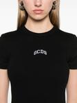 Мини-платье с вышитым логотипом GCDS, черный - фото 5