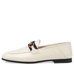 Кроссовки loafer with web 'white leather' Gucci, белый - фото