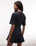 Черное мини-платье Monki с рюшами по низу - фото 4