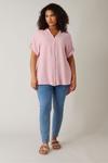 Кокетка с пуговицами, пришитыми к рукаву Блузка Evans, розовый - фото 4