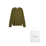 Джемпер с вышитым логотипом Calvin Klein, оливковый - фото