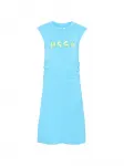 Платье с графическим логотипом MSGM Kids, синий - фото