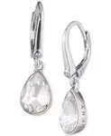 Серьги-капли с кристаллами-логотипами DKNY, серебряный - фото