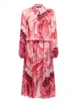 Миди-платье с пуговицами и принтом из перьев Roberto Cavalli, розовый - фото