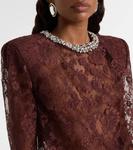 Топ с кружевной отделкой Self-Portrait, Brown - фото 4