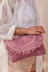 Клатч из рафии с бахромой Next, розовый - фото 3