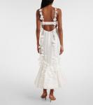 Платье миди из льна и шелка Dawning Zimmermann, Ivory - фото 3