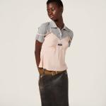 Топ из крепа марокен MIU MIU, персиковый/серый - фото 5